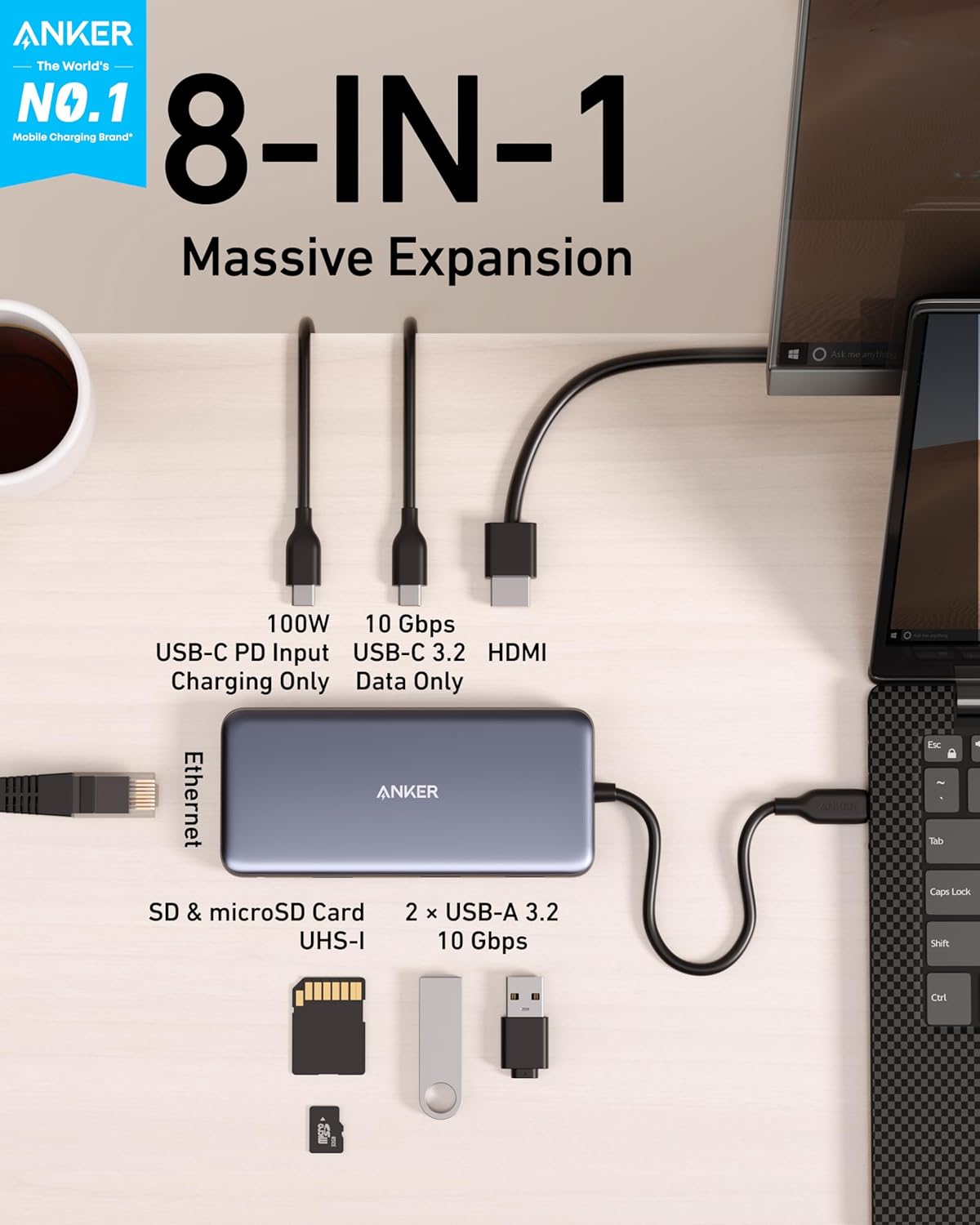 Anker 556 USB-C Hub 8-in-1 Adapter - Key Specifications