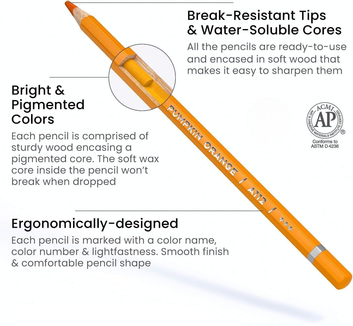Arteza Professional Watercolor Pencils 72 Count - Design and Build Quality