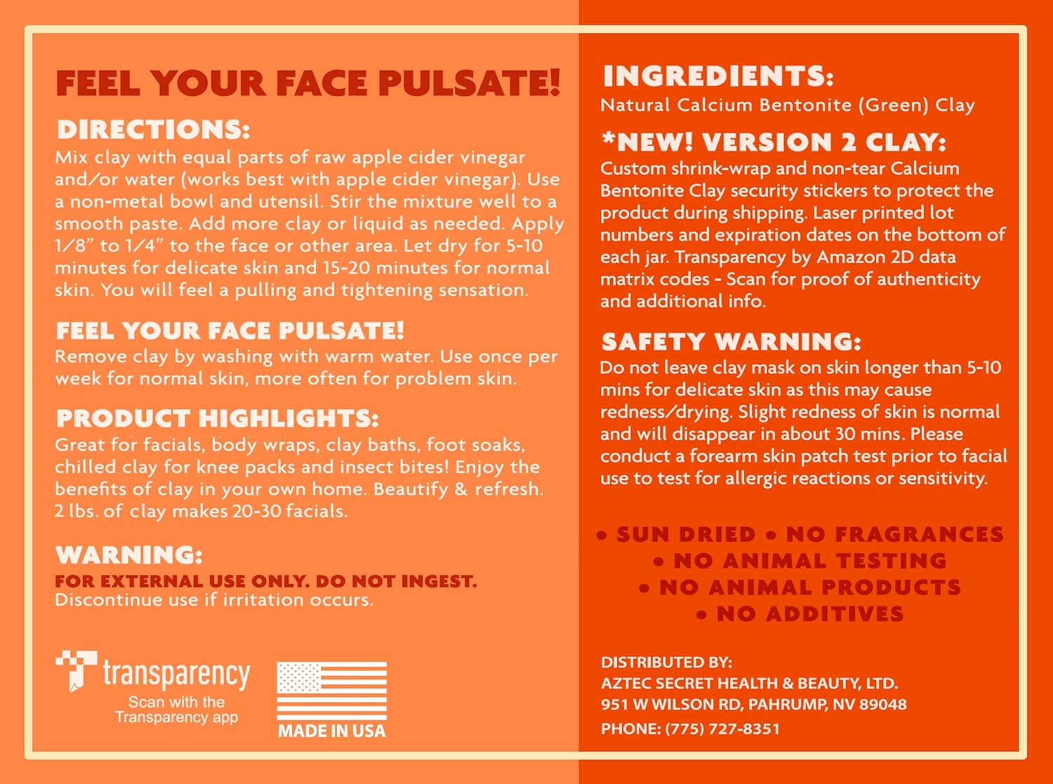 Aztec Secret Indian Healing Clay 1 Pound - Key Specifications