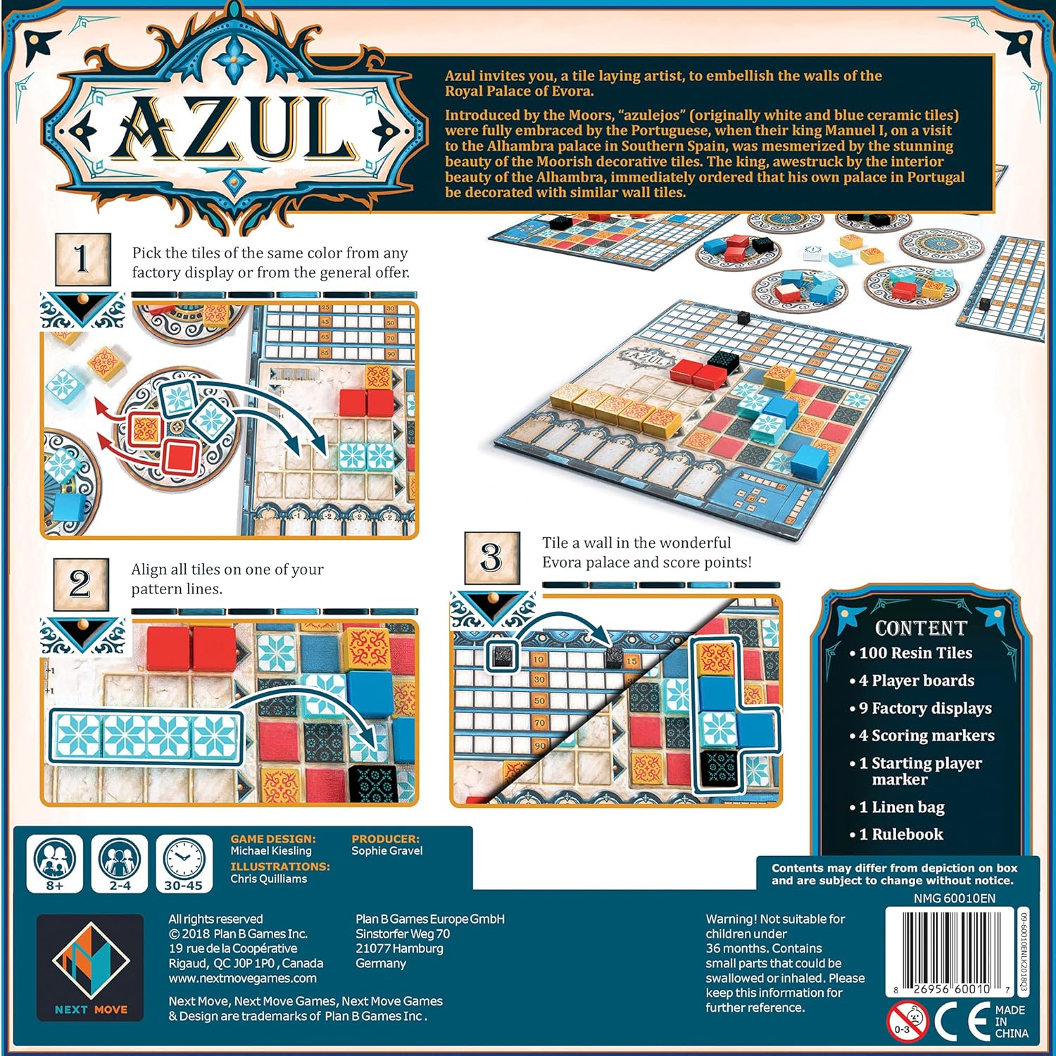 Azul Board Game Strategy Tile Placement - Key Specifications
