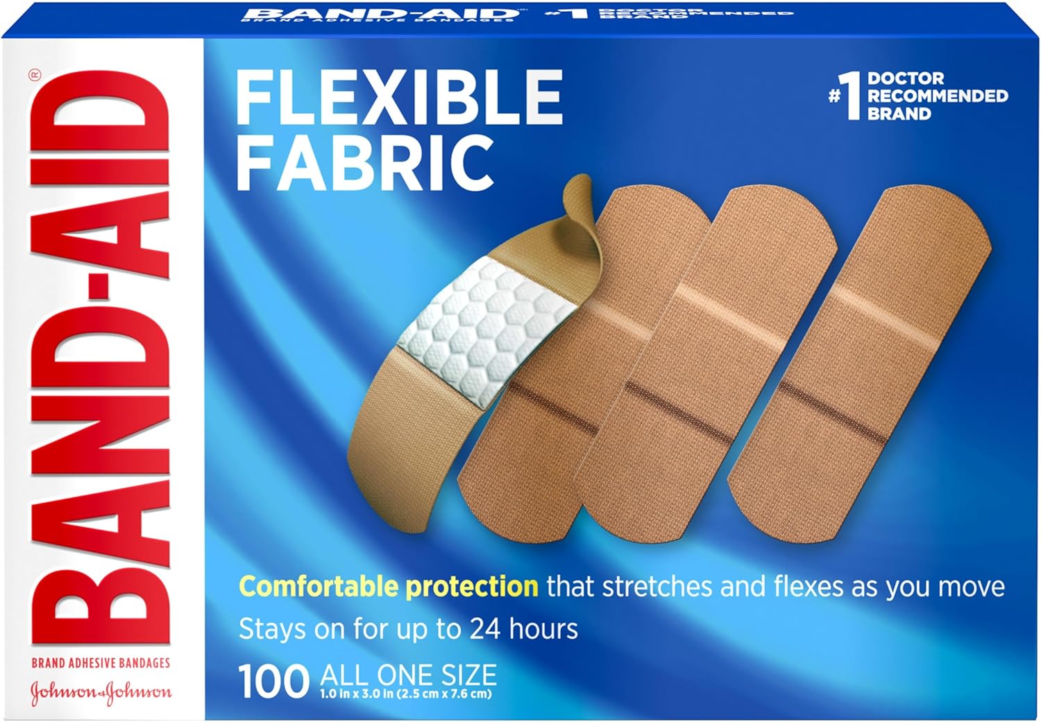 Band-Aid Flexible Fabric Bandages 100-Pack - Look, Feel, and Construction