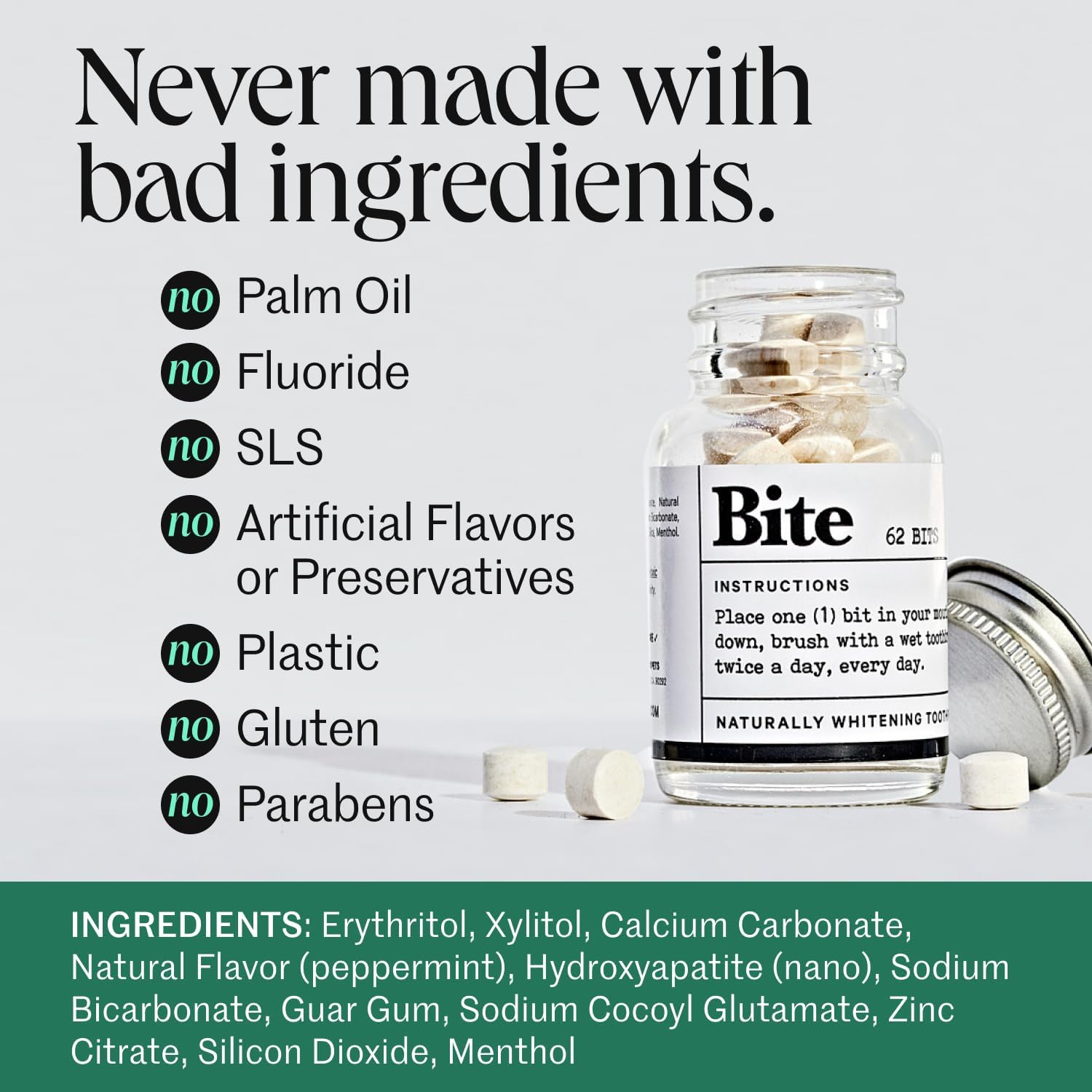 Bite Fresh Mint Toothpaste Bits 62 Count - Key Specifications