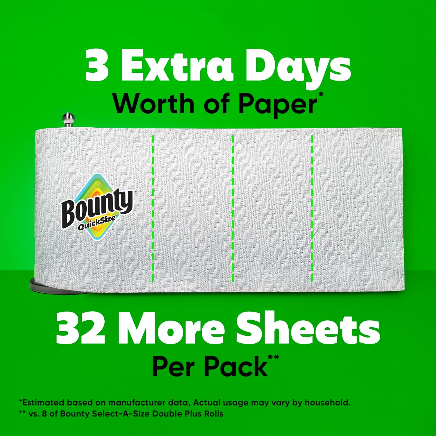 Bounty Quick-Size Paper Towels White 8 Family Rolls - Performance Testing