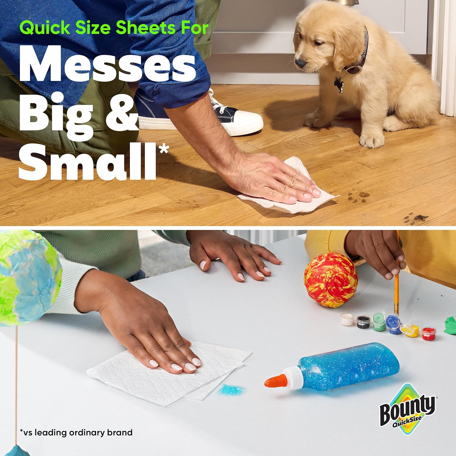 Bounty Quick-Size Paper Towels White 8 Family Rolls - How It Compares