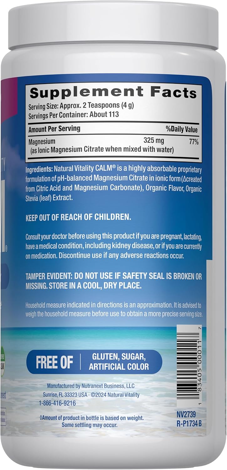 Calm Magnesium Supplement Drink Mix Raspberry Lemon 16oz - Key Specifications