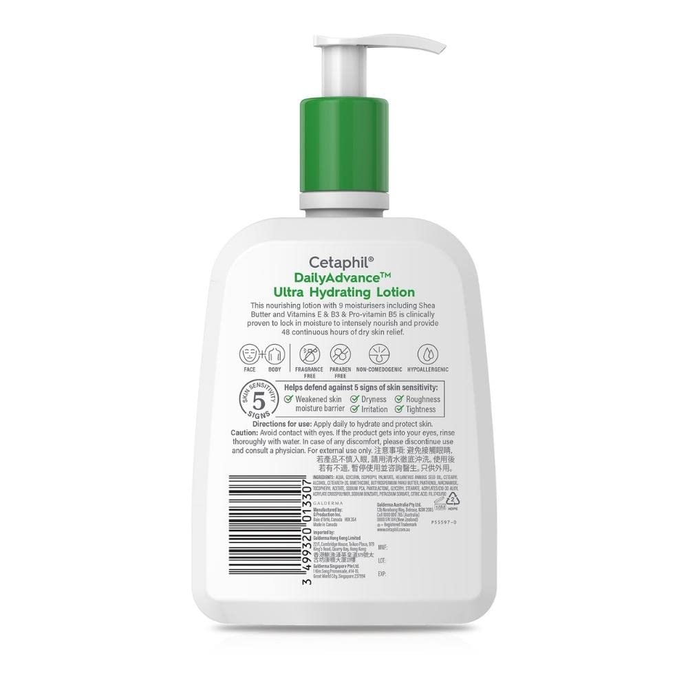 Cetaphil Daily Advance Hydrating Lotion 16oz - Key Specifications