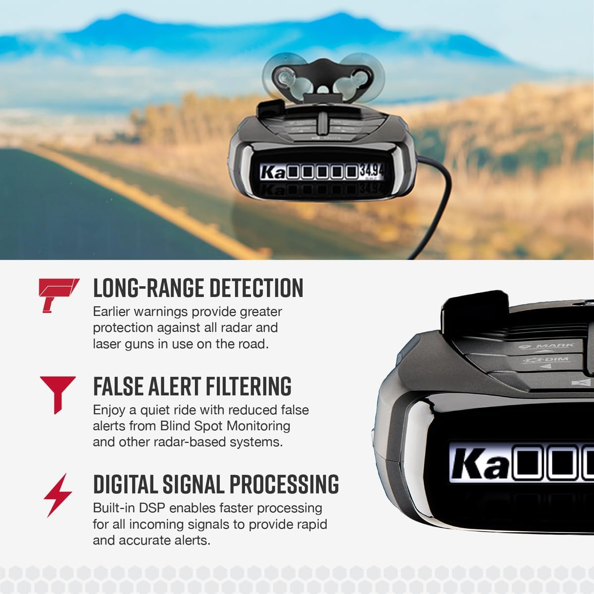 Cobra RAD 480i Laser Radar Detector Bluetooth - Key Specifications