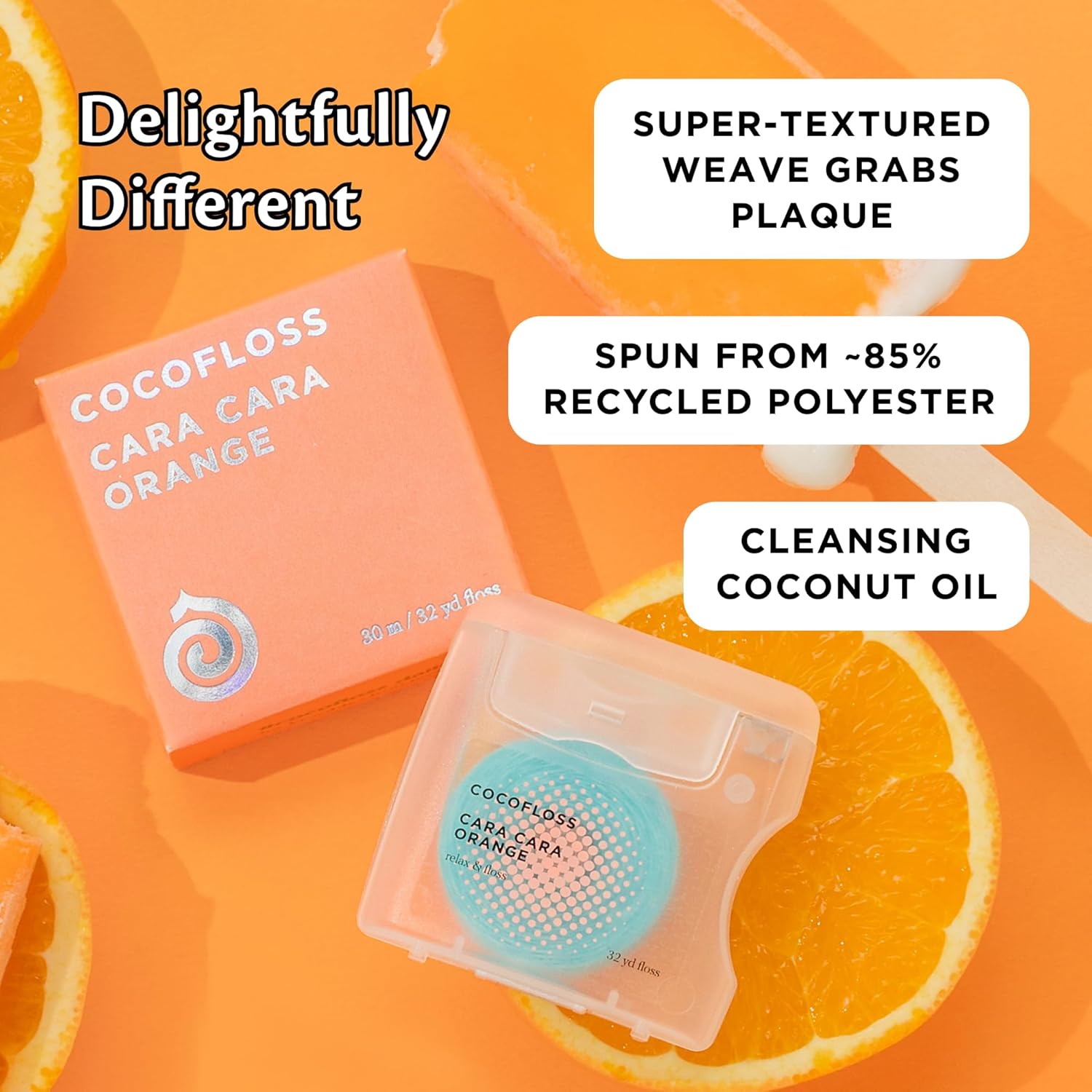 Cocofloss Coconut-Oil Infused Dental Floss Cara Cara Orange - Key Specifications