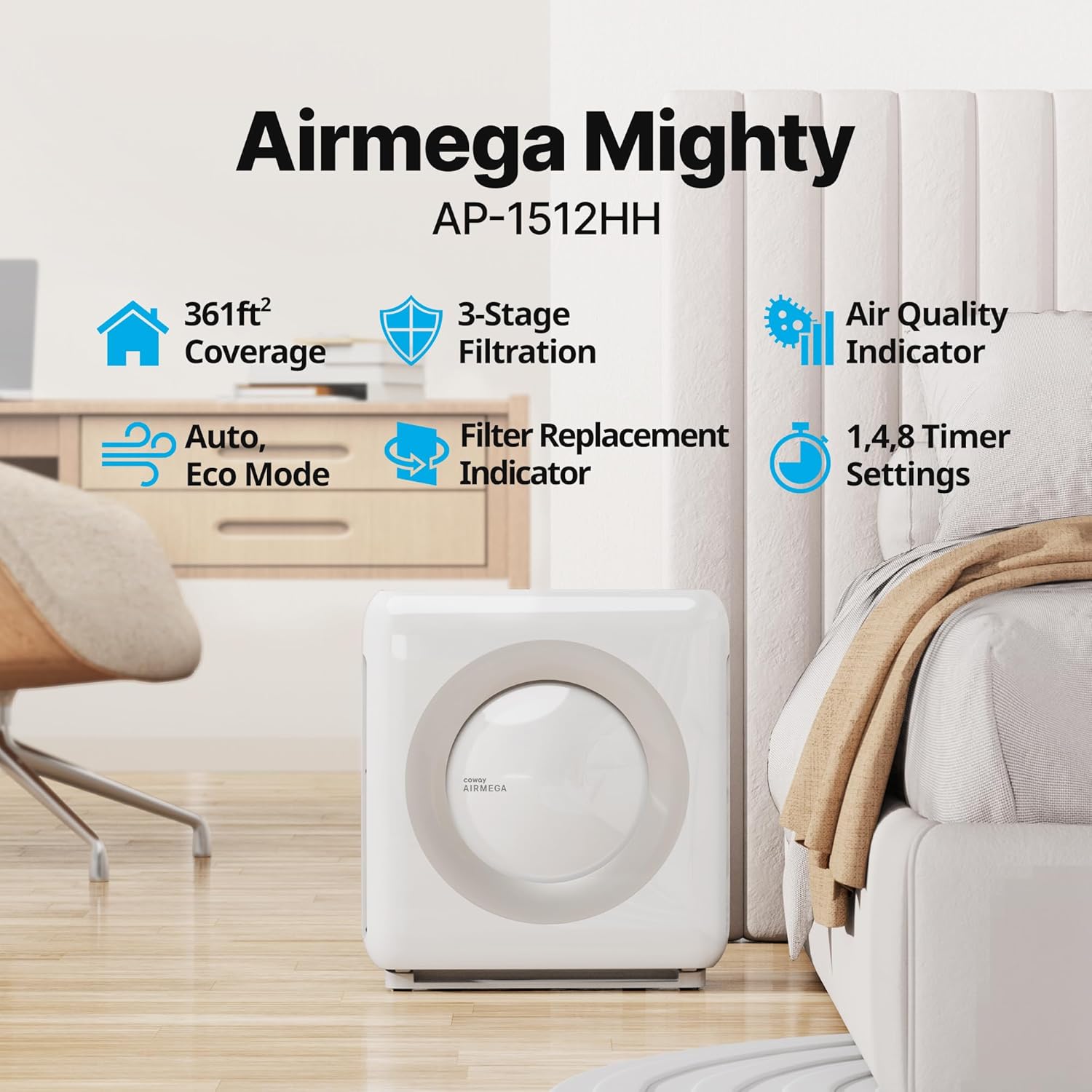 Coway Airmega 150 True HEPA Air Purifier - Key Specifications