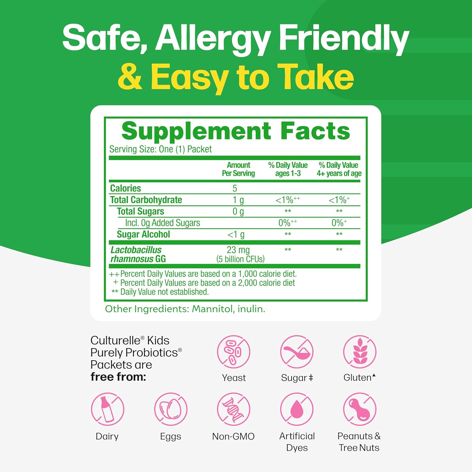 Culturelle Kids Daily Probiotic Packets 30 Count - Key Specifications