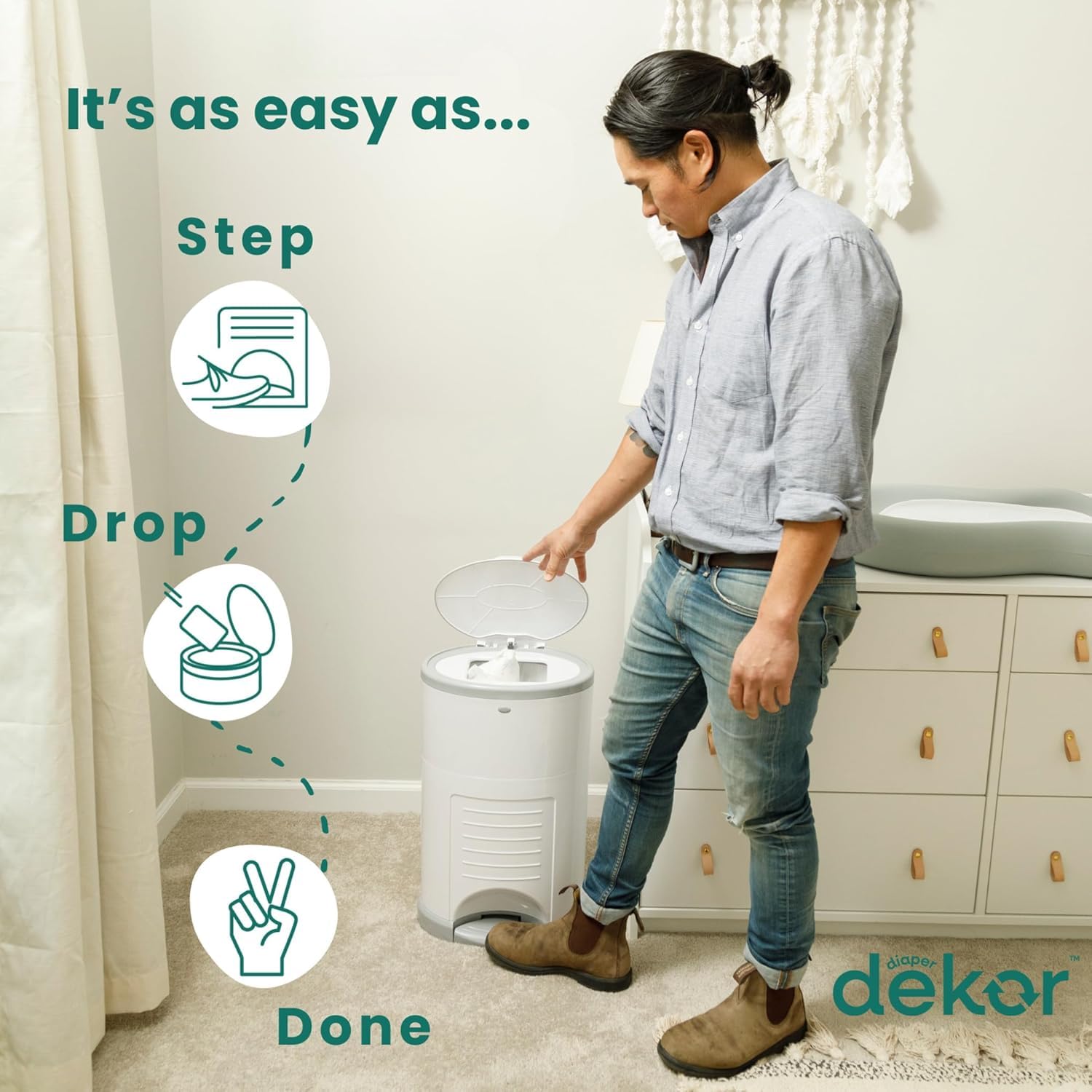 Dekor Plus Hands Free Diaper Pail - Design and Build Quality