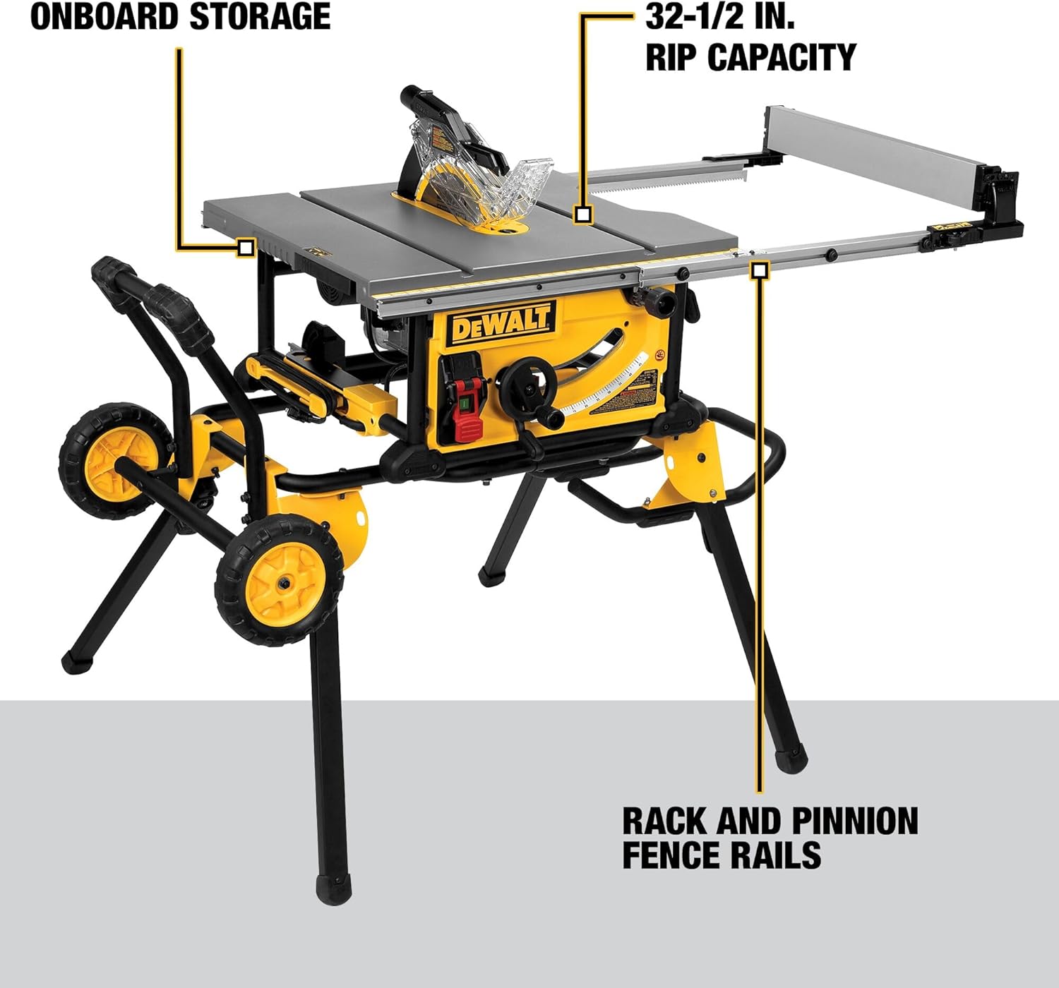 DeWalt DWE7491RS 10 Inch Table Saw 32.5 Inch Rip - Key Specifications