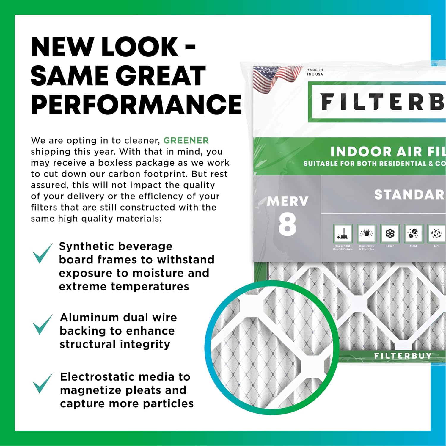 Filterbuy 16x25x1 Air Filter MERV 8 Dust Defense 4 Pack - Design and Build Quality