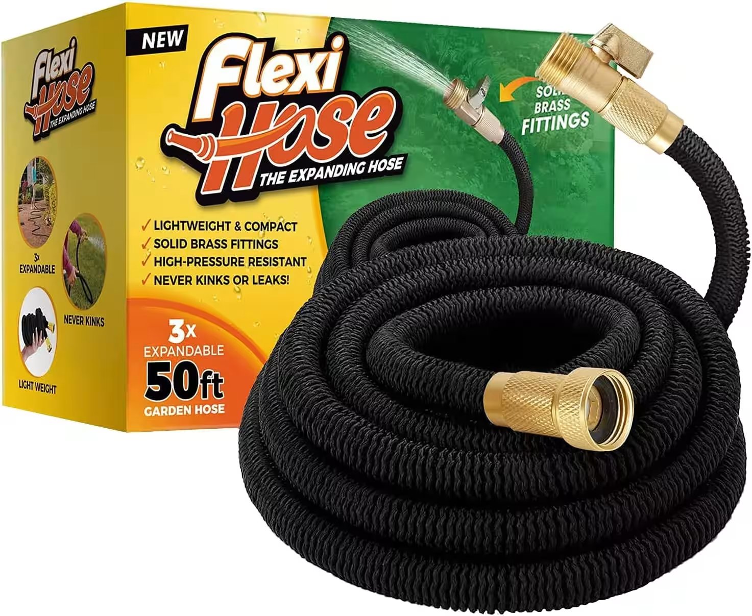 Flexi Hose Expandable Garden Hose 50FT with Brass Fittings Review