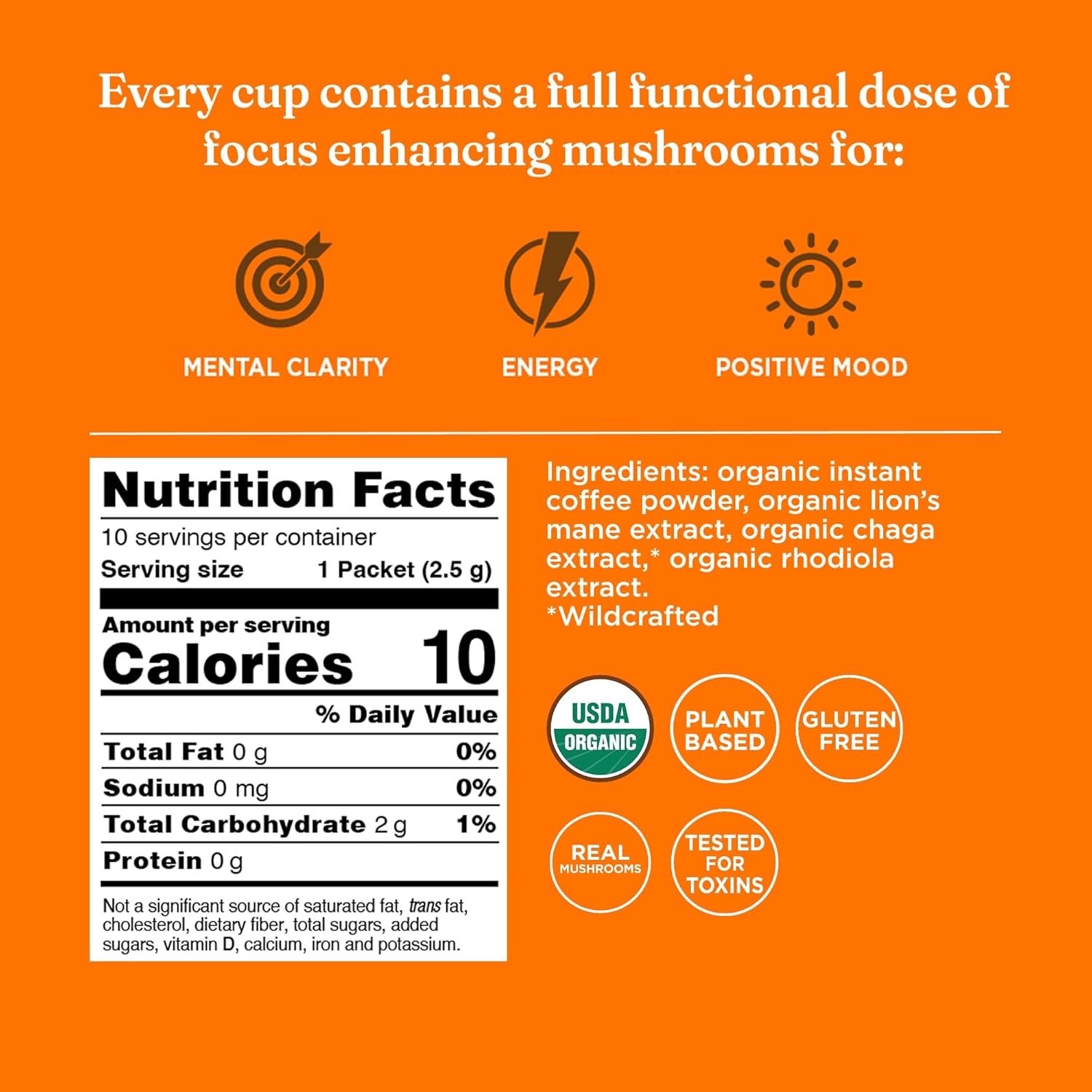 Four Sigmatic Mushroom Coffee Mix Lion's Mane 10 Pack - Key Specifications