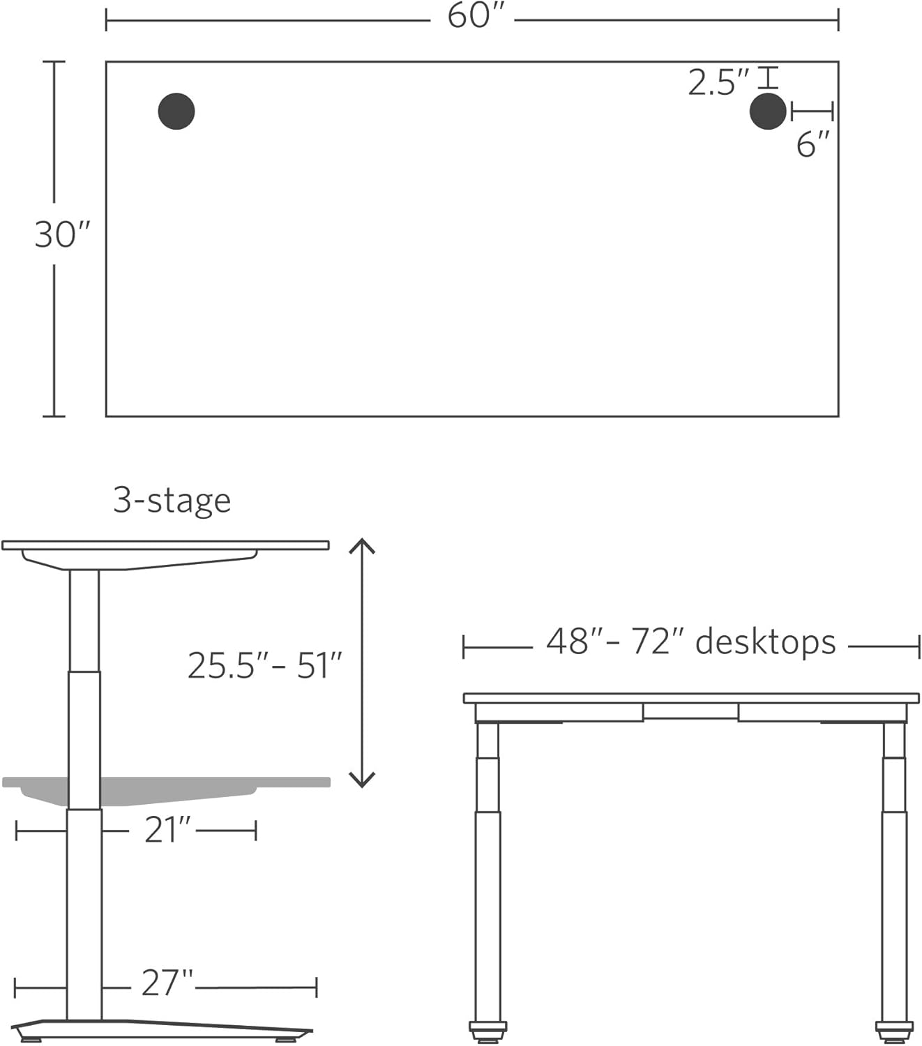 Fully Jarvis Bamboo Standing Desk 60 x 30 Inch - Key Specifications