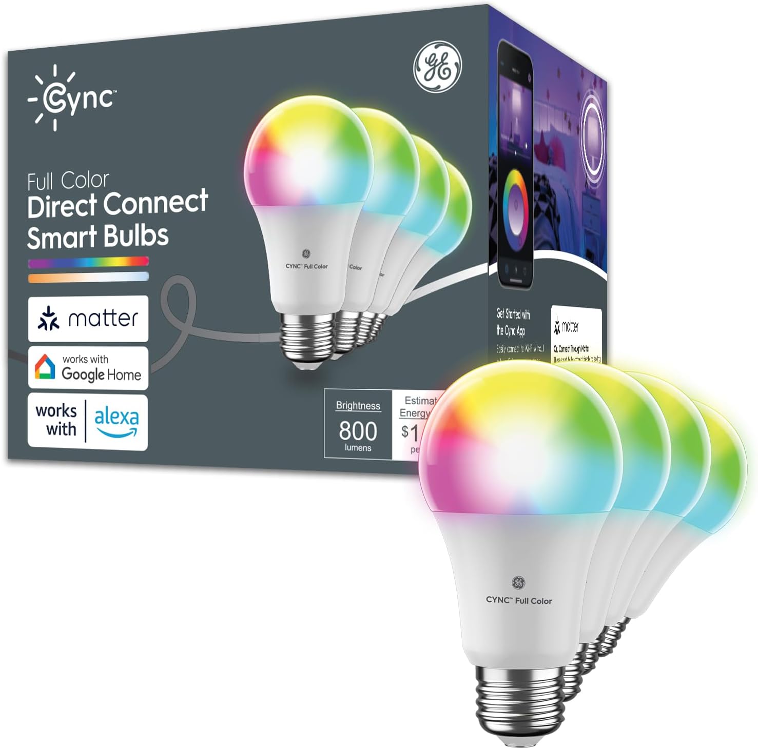 GE CYNC Smart LED Light Bulbs Color Changing A19 4 Pack Review