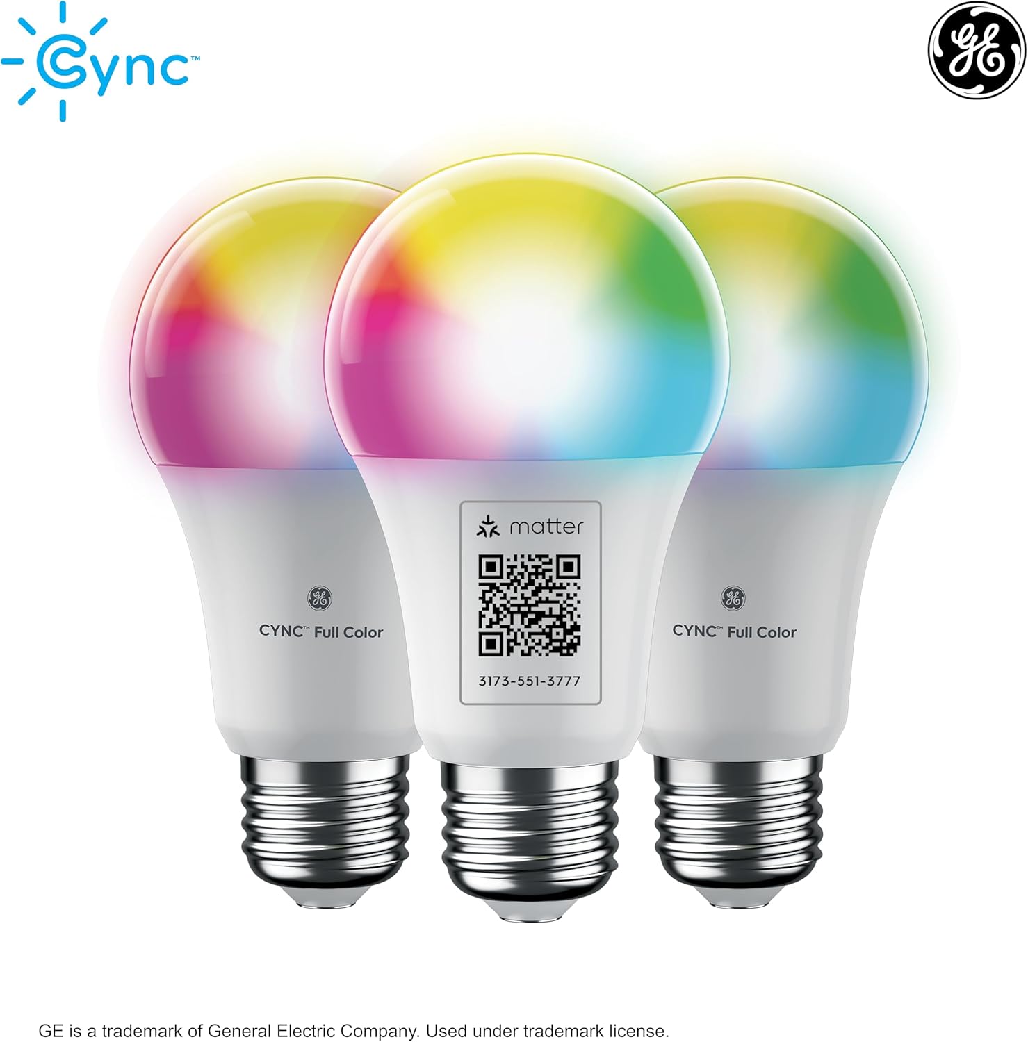 GE CYNC Smart LED Light Bulbs Color Changing A19 4 Pack - Key Specifications