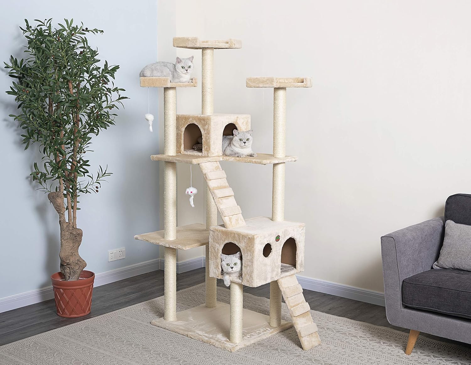 Go Pet Club 72 Inch Cat Tree Beige - Design and Build Quality