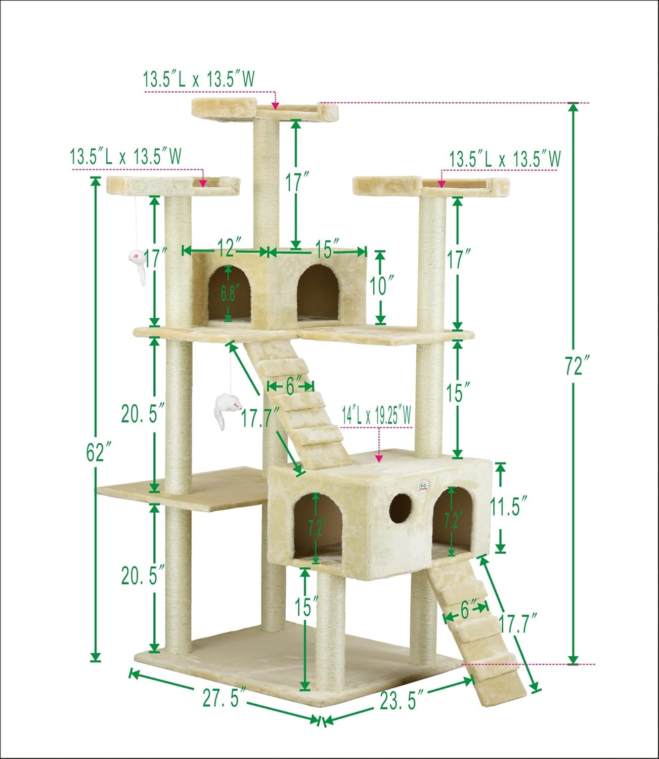 Go Pet Club 72 Inch Cat Tree Beige - Performance Testing