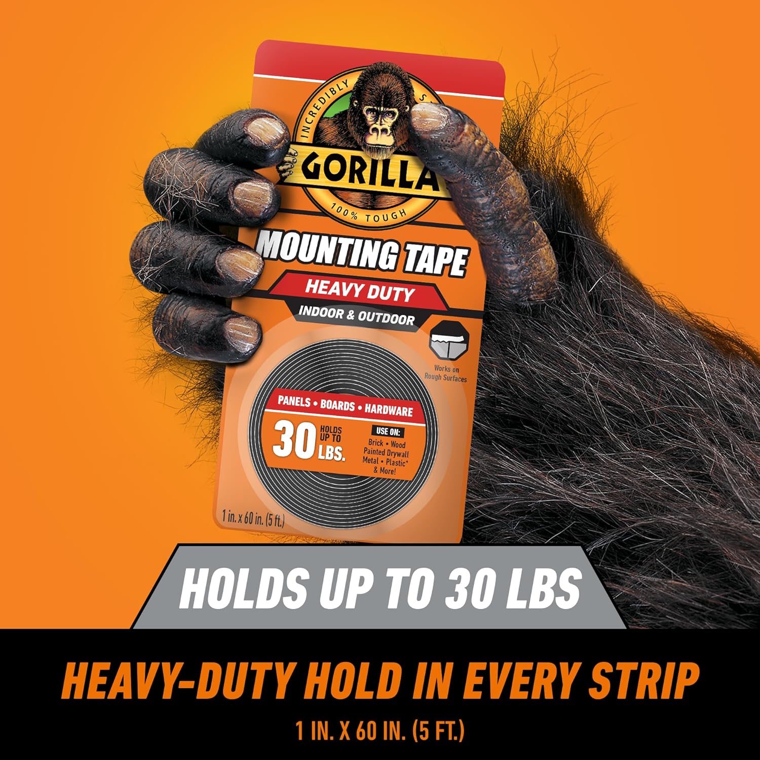 Gorilla Heavy Duty Mounting Tape, 1-Inch x 60-Inch, Black - Performance: Where It Counts