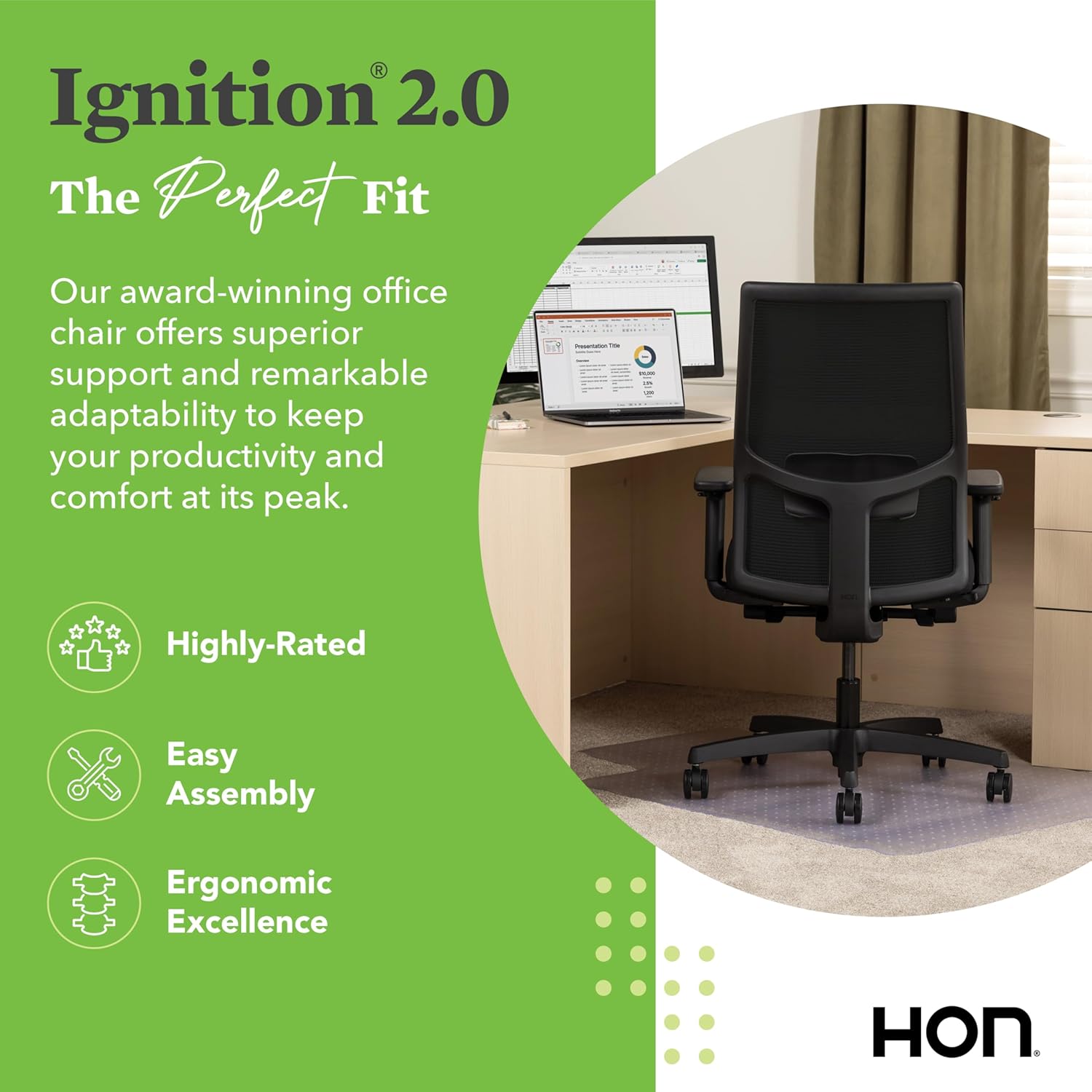 HON Ignition 2.0 Ergonomic Office Chair Mesh Back - Design and Build Quality