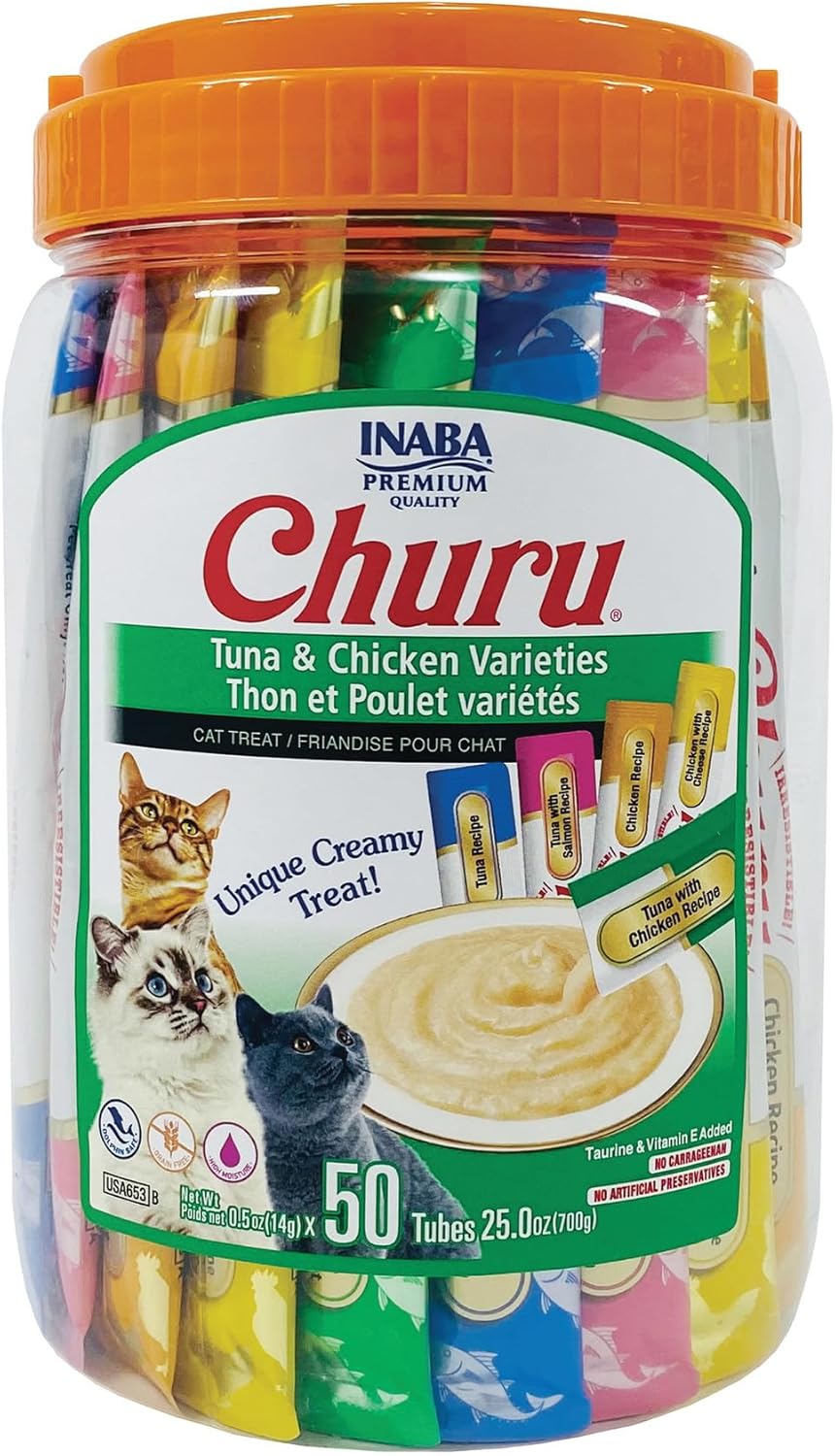 INABA Churu Cat Treats Lickable Squeezable 50 Tubes Variety Review