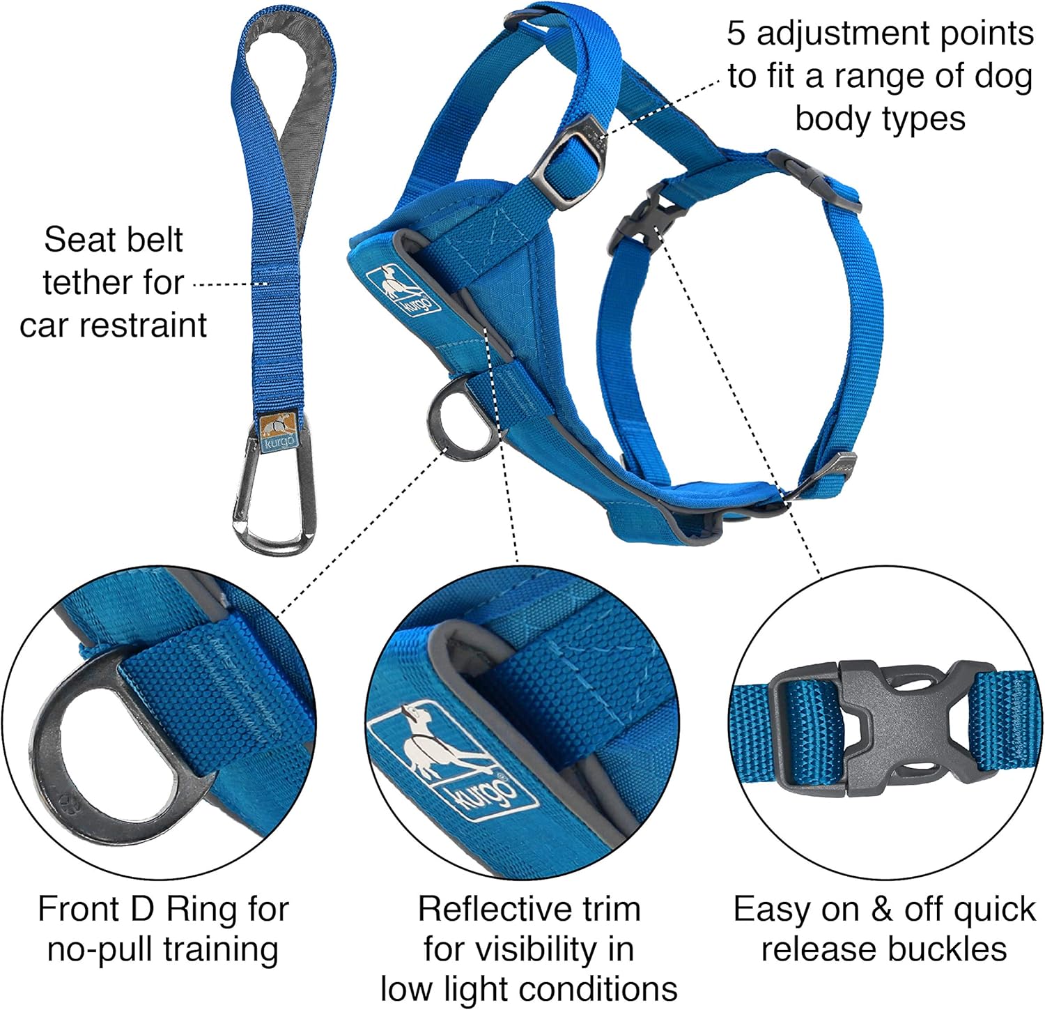 Kurgo Tru-Fit Smart Dog Car Harness Medium - Key Specifications