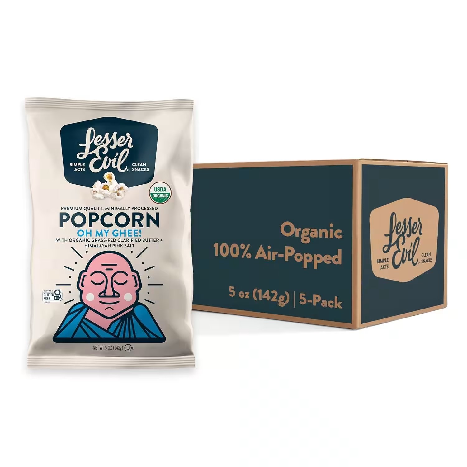 Lesser Evil Organic Popcorn Oh My Ghee 5oz 6 Pack Review