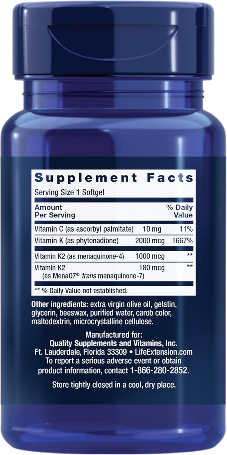 Life Extension Super K Vitamin K Complex 90 Softgels - Key Specifications