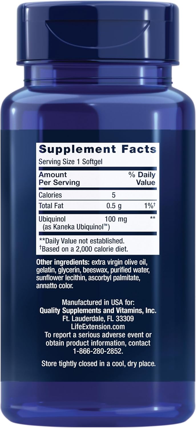 Life Extension Super Ubiquinol CoQ10 100mg 60 Softgels - Key Specifications