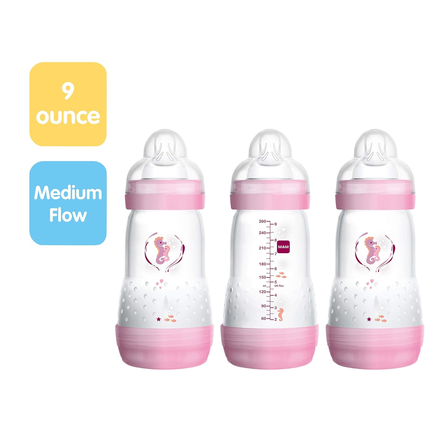 Mam Anti-Colic Baby Bottle 9oz 3 Pack BPA Free - Key Specifications