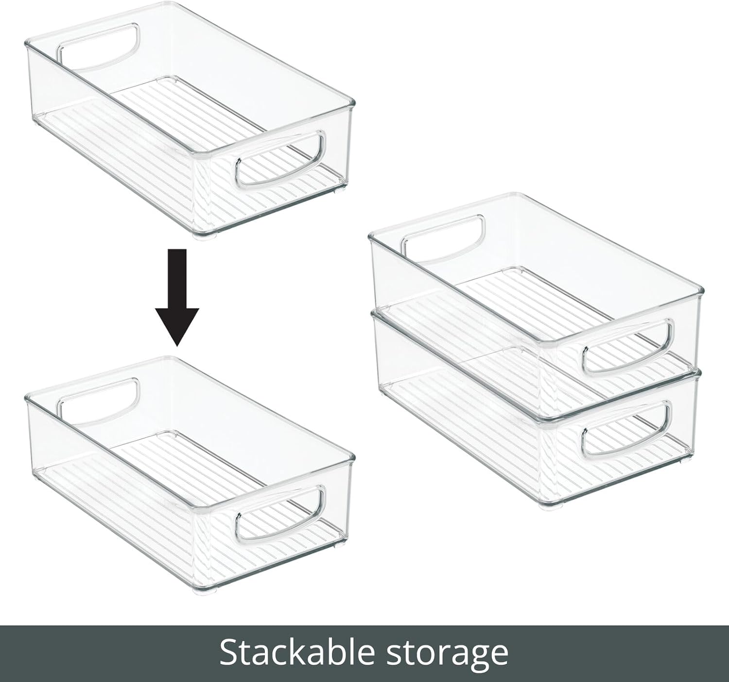 mDesign Plastic Stackable Kitchen Pantry Organizer Bin 4 Pack - Design and Build Quality
