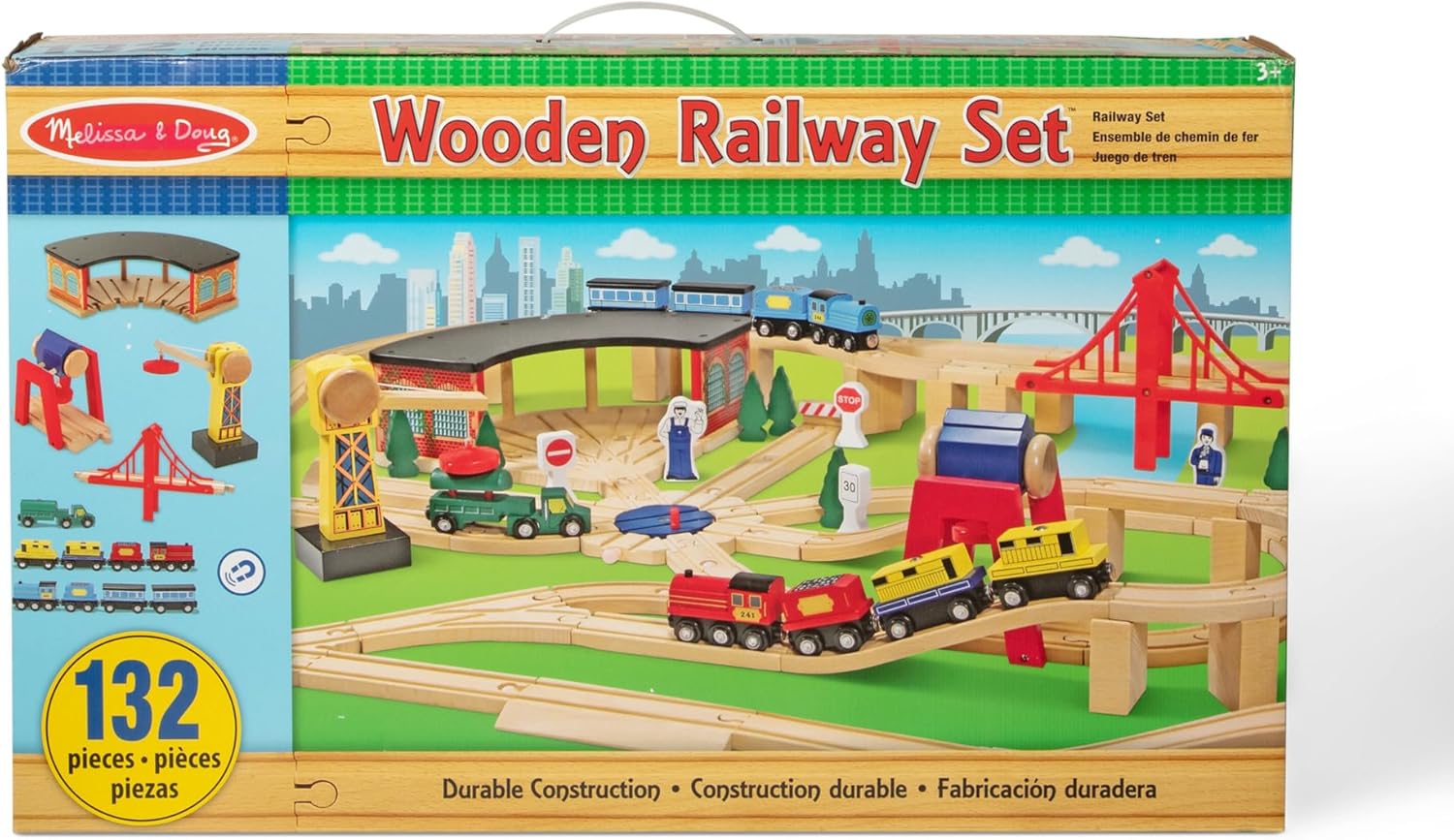 Melissa and Doug Deluxe Wooden Railway Set 130 Pieces - Design and Build Quality