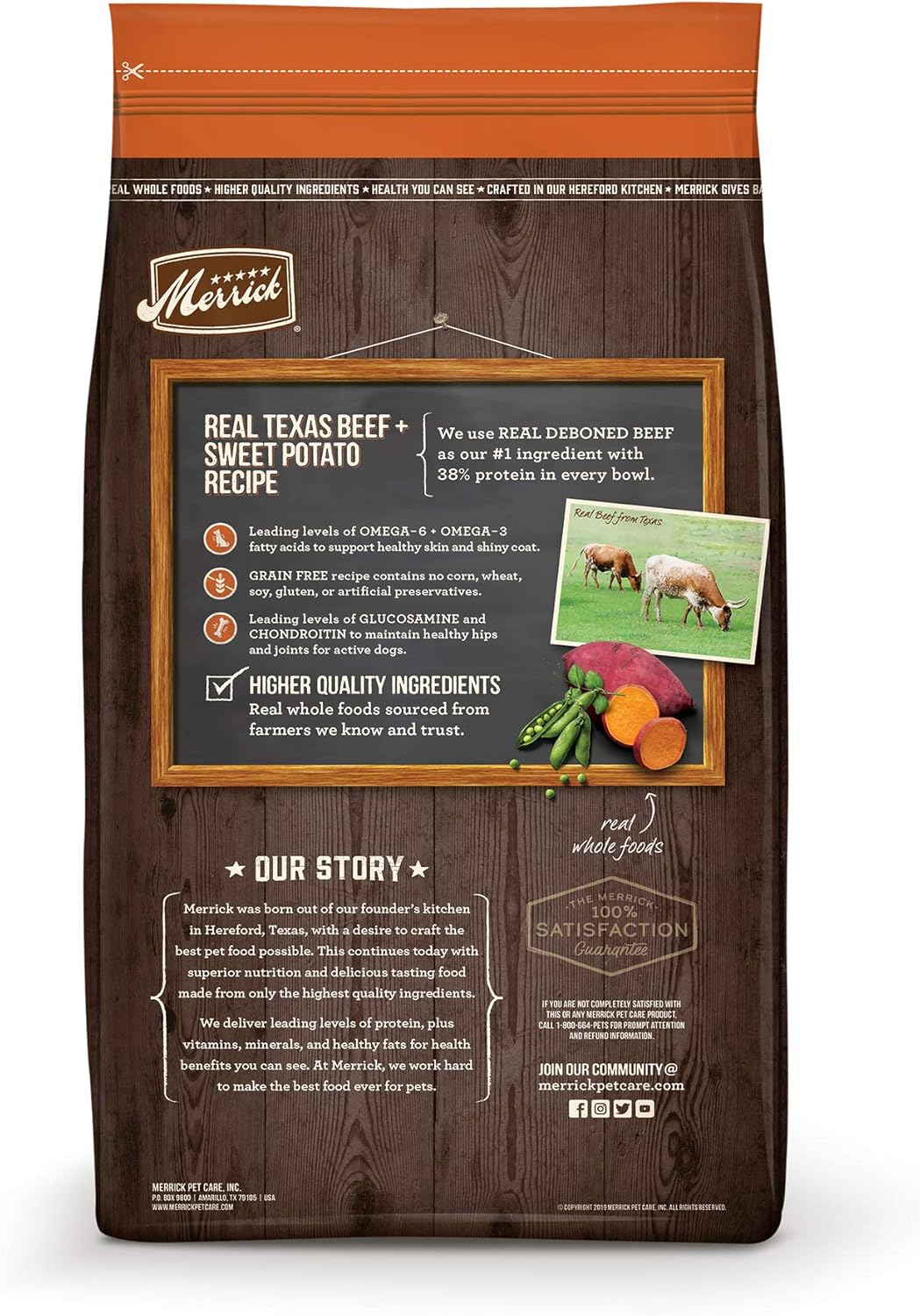 Merrick Grain Free Real Texas Beef Sweet Potato Dog Food 22lb - Key Specifications