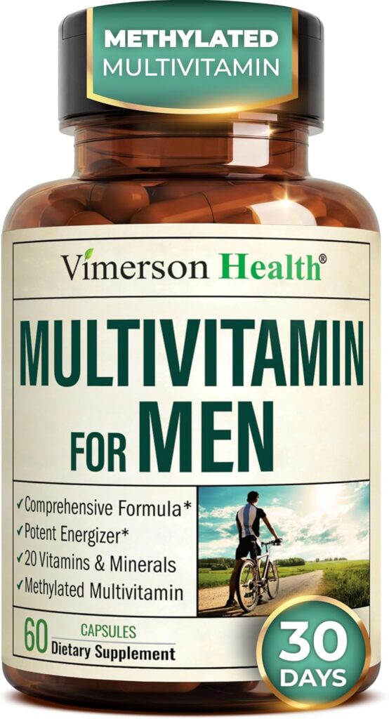 Methylated Multivitamin for Men with Bioavailable Vitamins Chelated Minerals Vitamin D B12 C A and Zinc - Product Image
