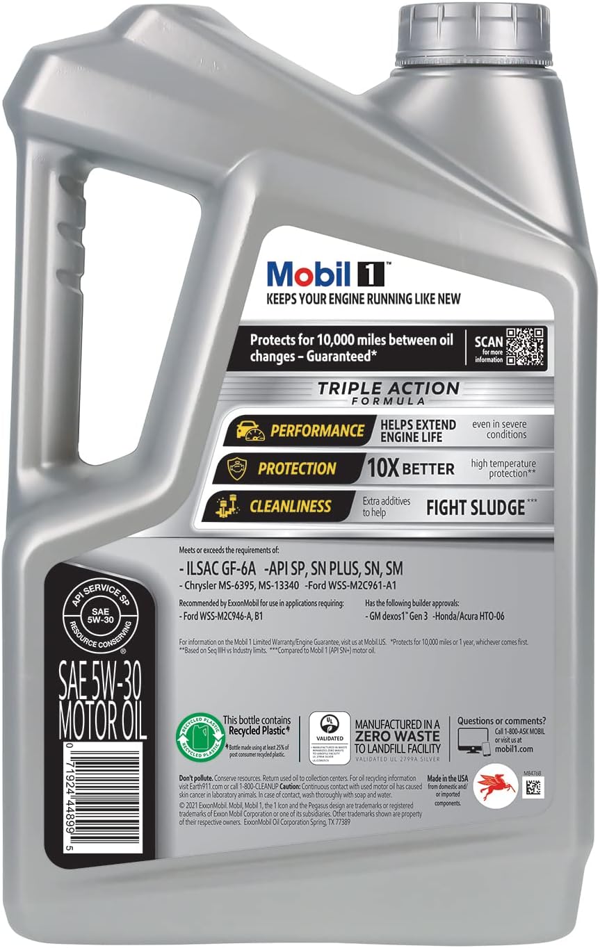 Mobil 1 Advanced Full Synthetic Motor Oil 5W-30 5 Quart - Key Specifications