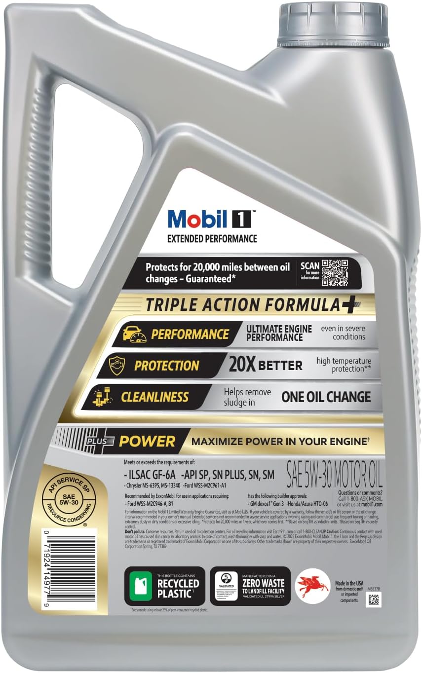 Mobil 1 Extended Performance Full Synthetic Motor Oil 5W-30 5 Qt - Design and Build Quality