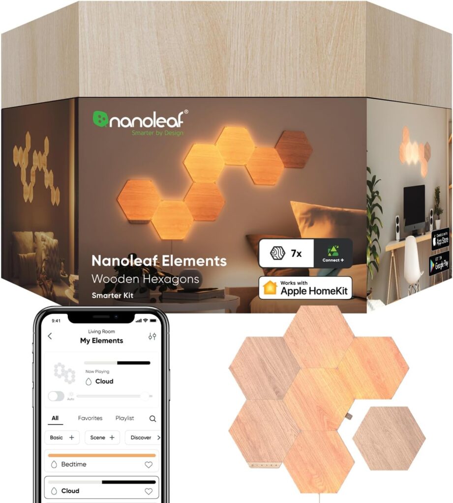 Nanoleaf Elements Wood Look Hexagons Smarter Kit 7 Review — The Amazon Favorite With 12,000+ Ratings Put to the Test - Product Image