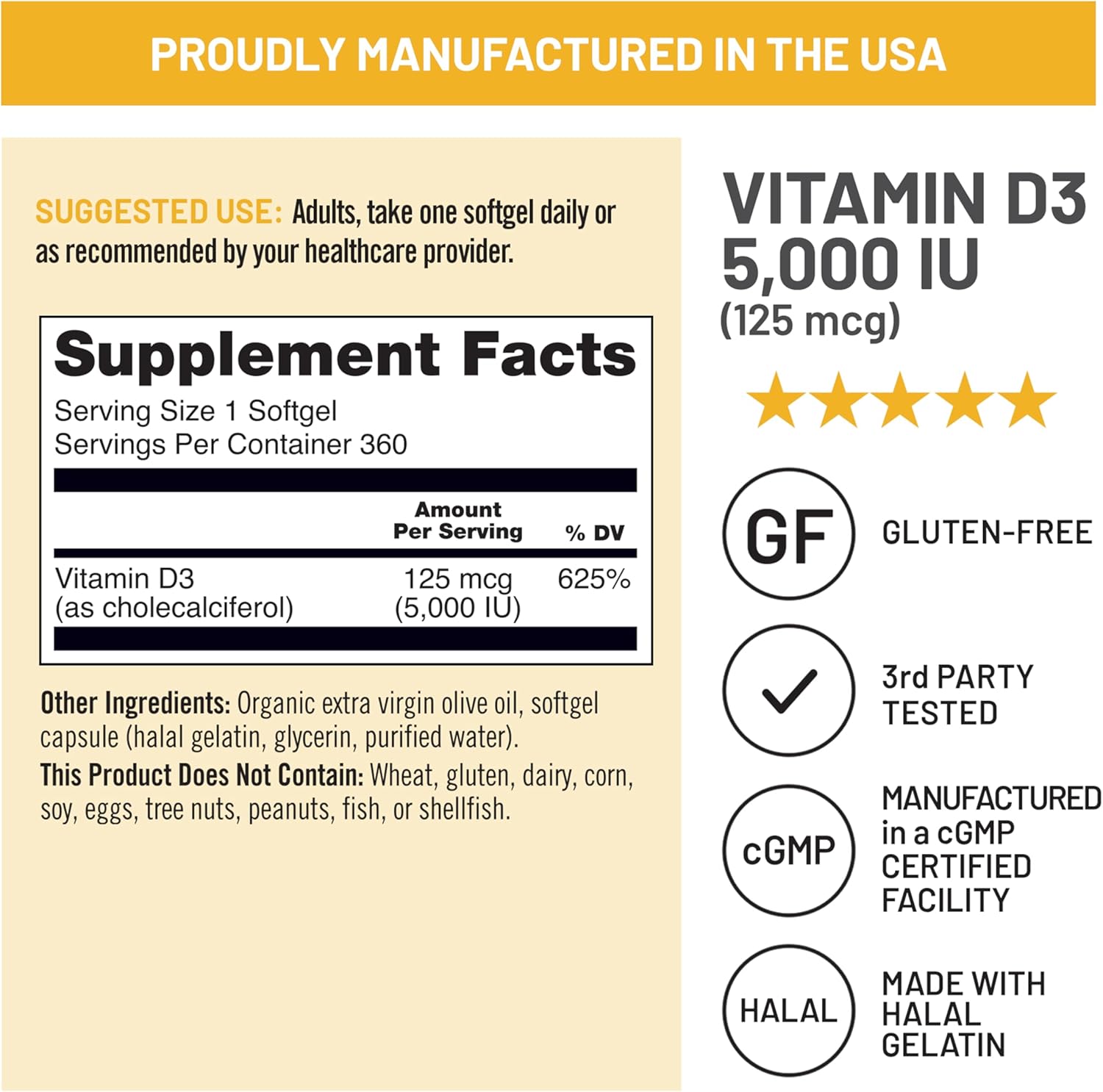 NatureWise Vitamin D3 5000iu 360 Count - How It Compares