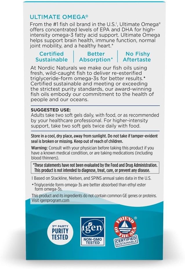 Nordic Naturals Ultimate Omega Fish Oil 180 Softgels - Design and Build Quality