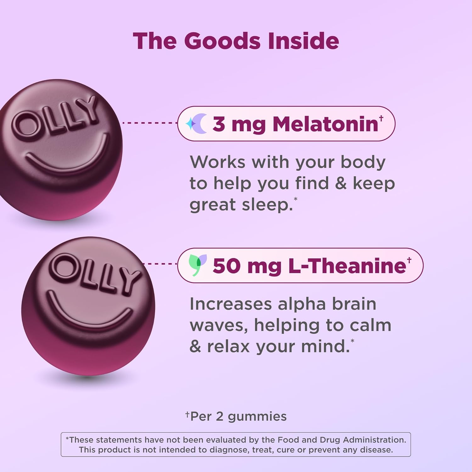 Olly Sleep Gummy Melatonin L-Theanine 60 Gummies - Key Specifications