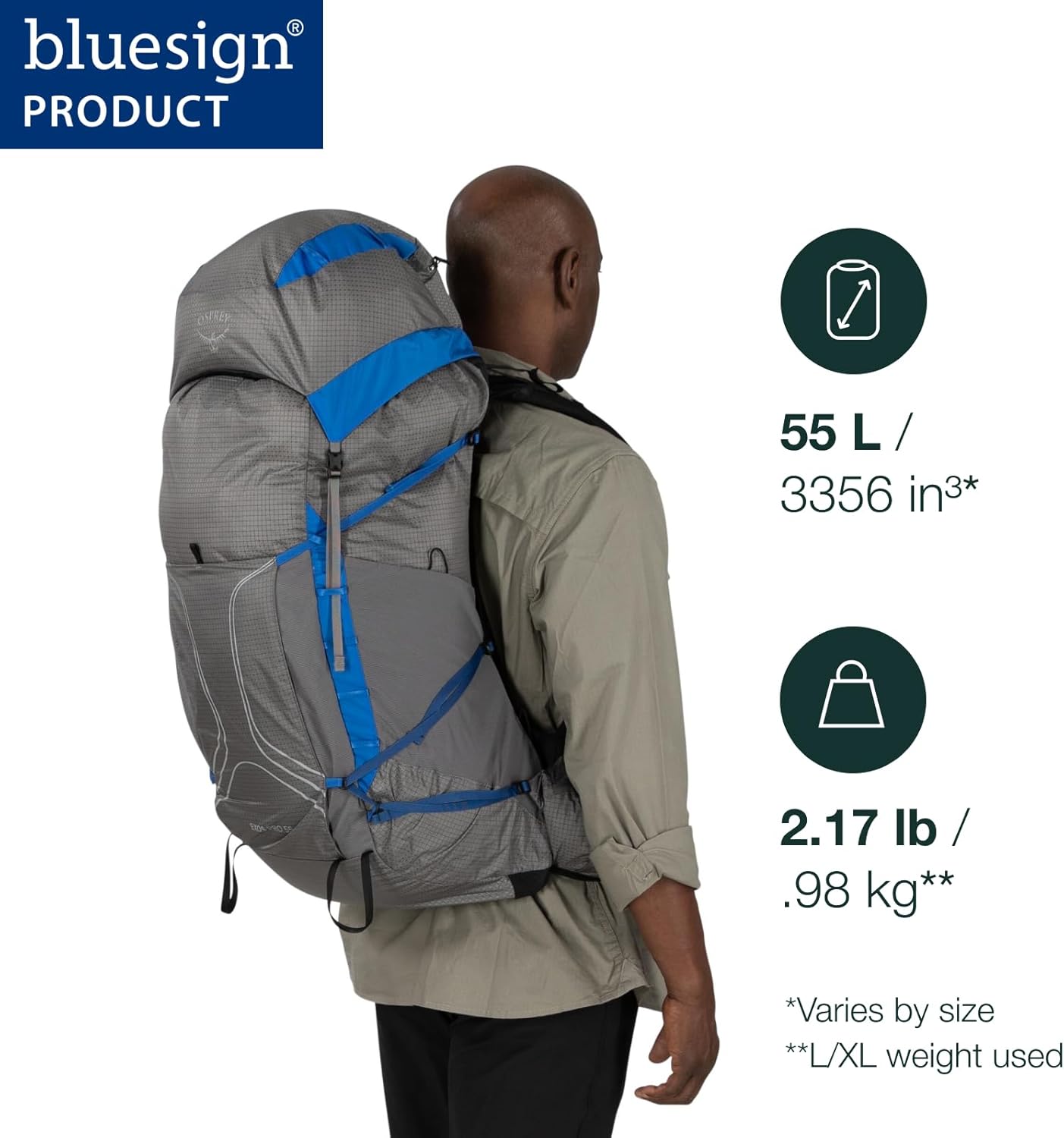 Osprey Exos Pro 55 Ultralight Backpacking Pack - Key Specifications