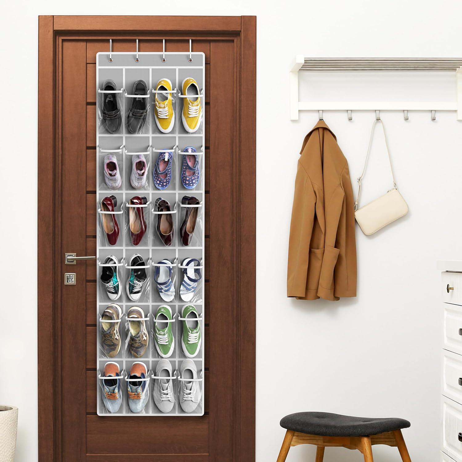SimpleHousewares Crystal Clear Over The Door Hanging Shoe Organizer - How It Compares
