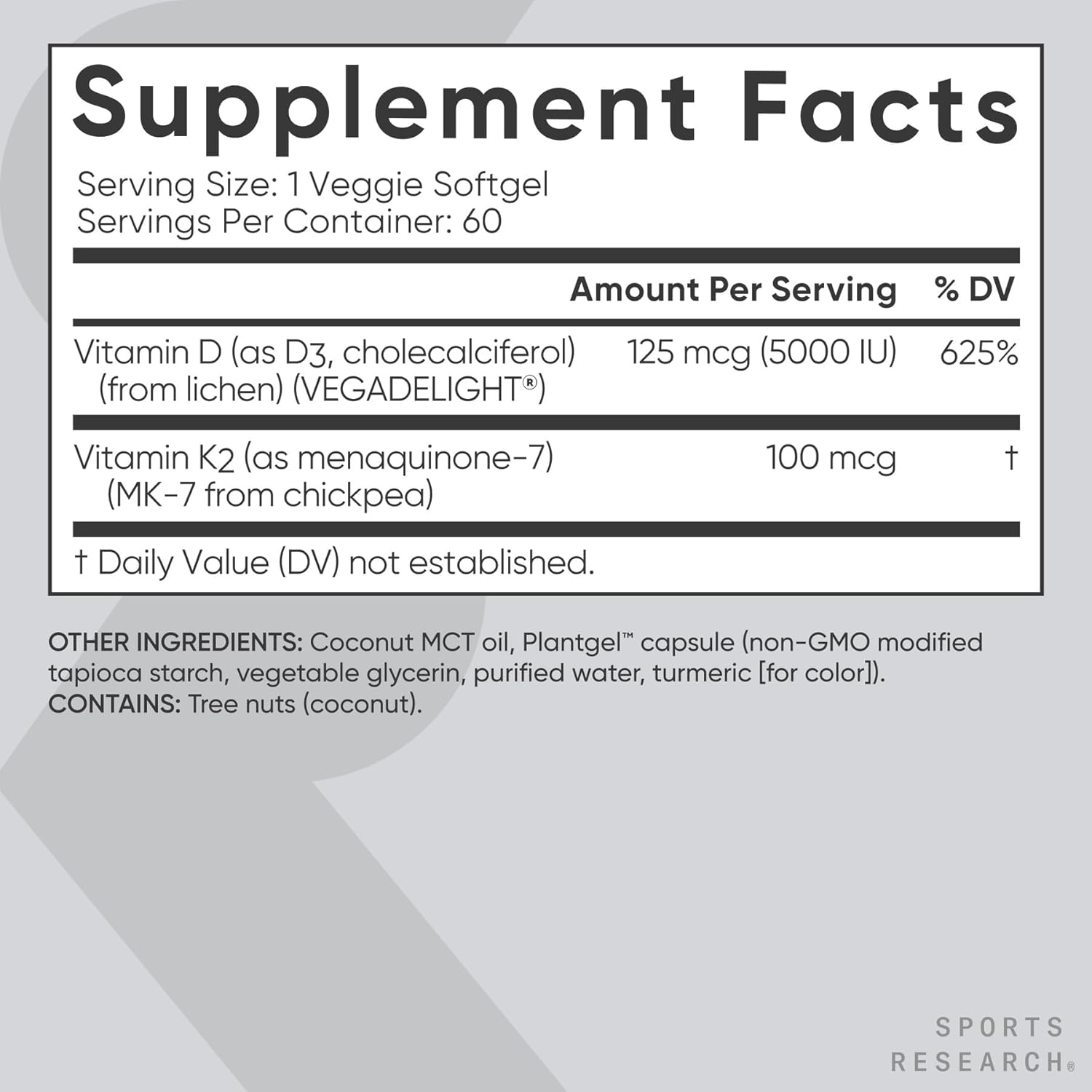 Sports Research Vitamin K2 + D3 60 Softgels - Performance Testing