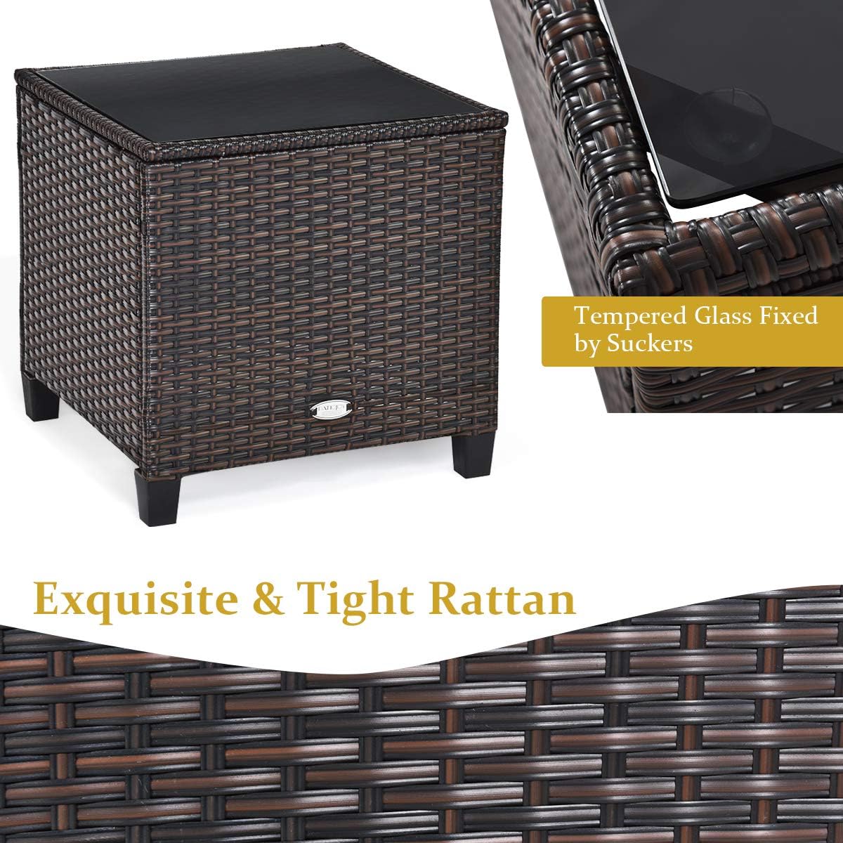 Tangkula 3 Piece Patio Bistro Set Outdoor Rattan Wicker - How It Compares