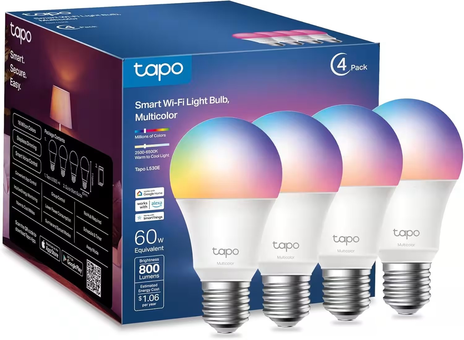 Tapo Smart Light Bulb L530E Multicolor WiFi 4 Pack Review