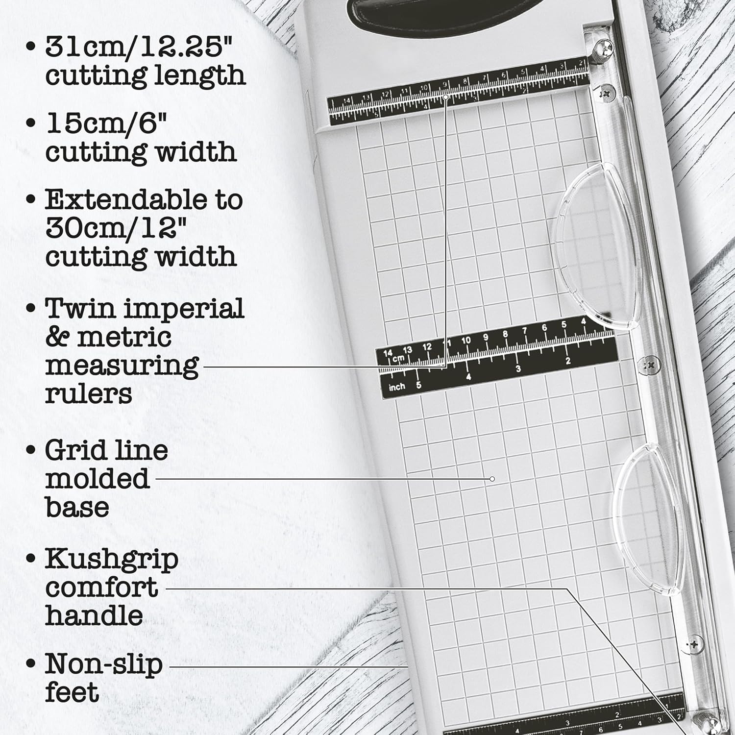 Tim Holtz Tonic Studios Guillotine Paper Trimmer 12 Inch - Key Specifications
