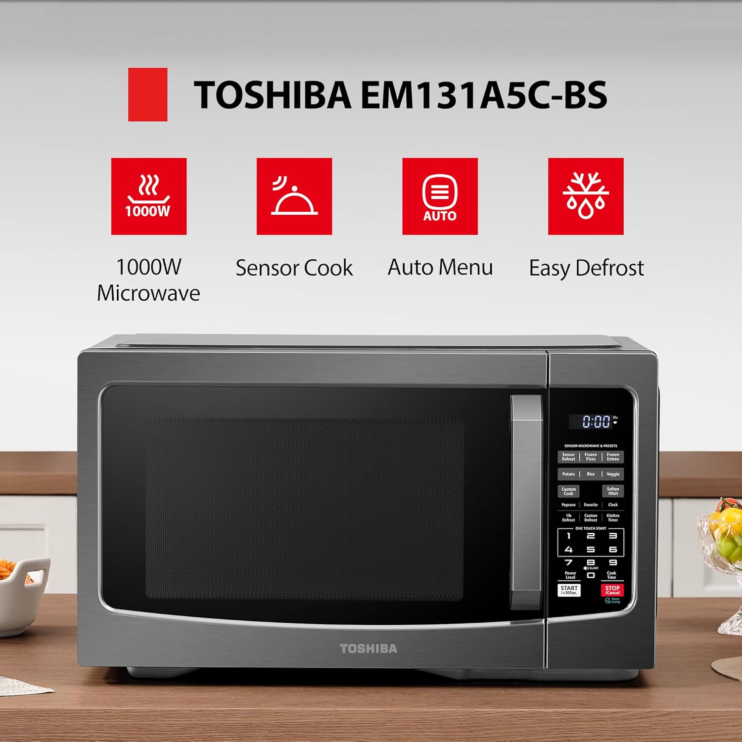 Toshiba EM131A5C-BS Microwave Oven 1.2 Cu Ft - Key Specifications