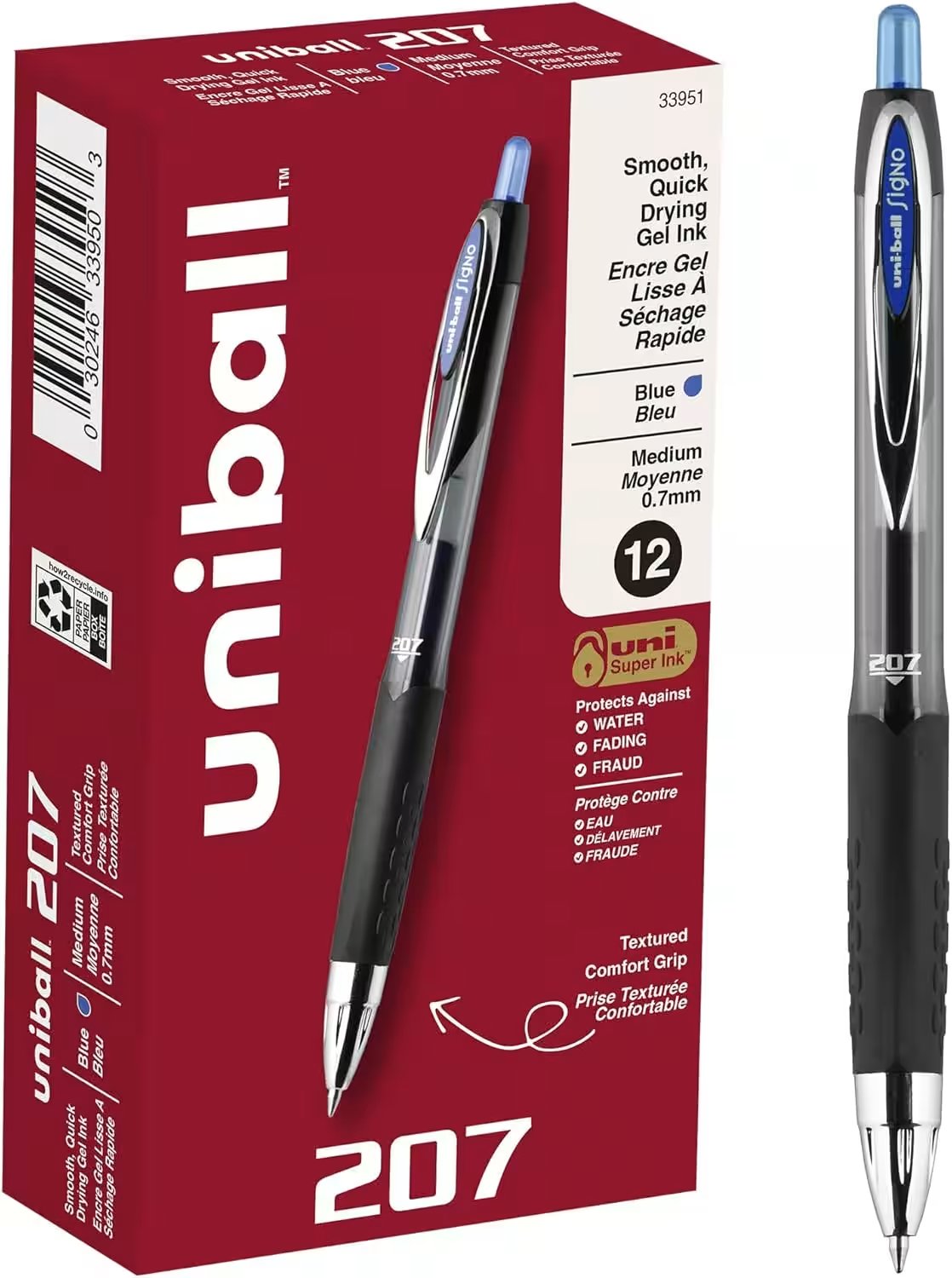 Uni-Ball Signo 207 Retractable Gel Pen 0.7mm 12 Pack Review